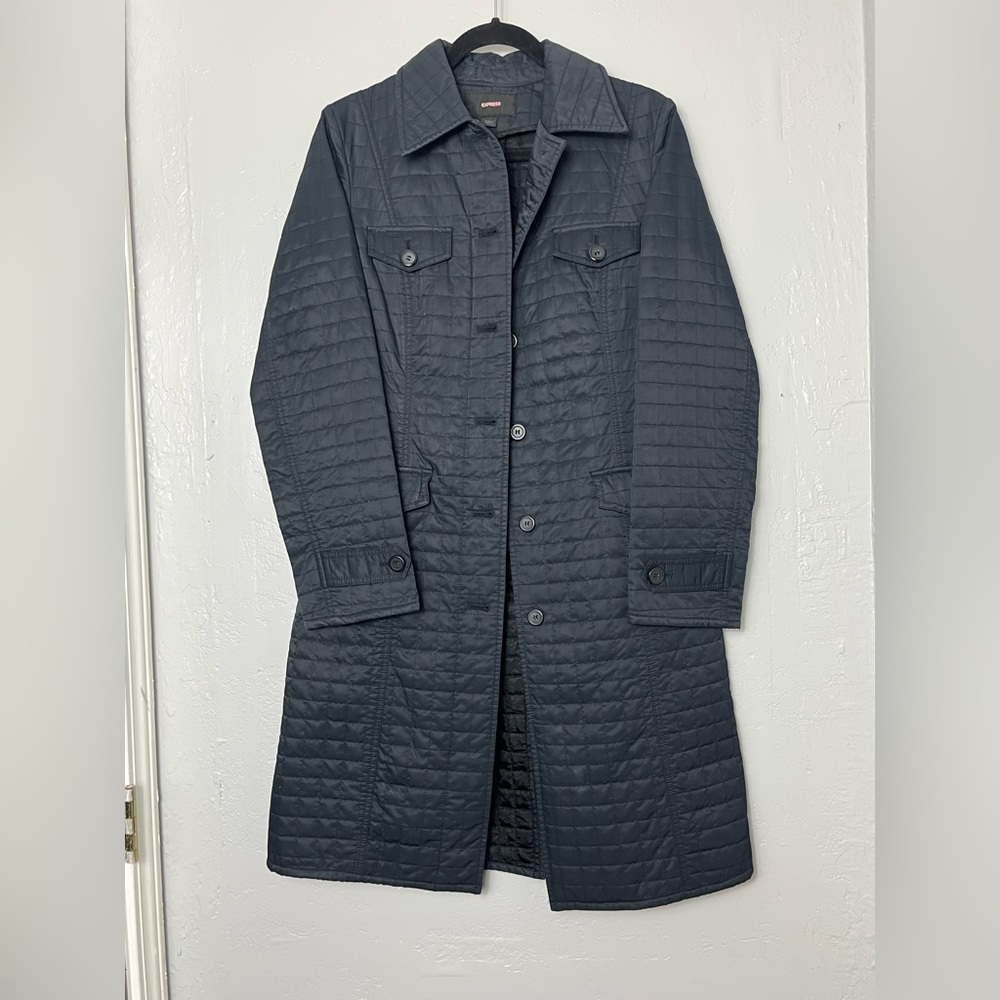 Express Quilted Coat in Charcoal